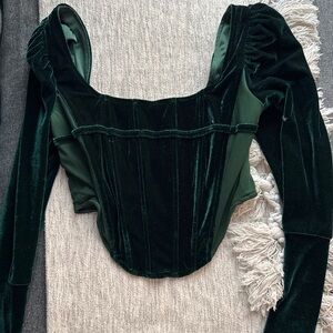 Elegant Green Velvet Women's Top